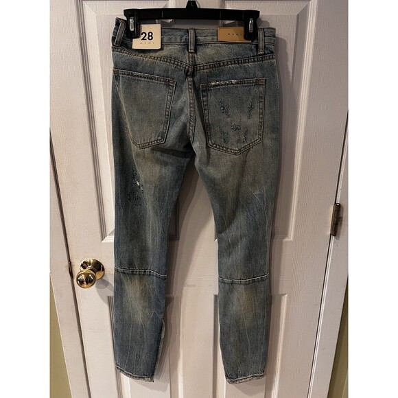 MNML Jeans Mens Sz 28 Distressed Destroyed Button Fly Slim grunge streetwear New - Picture 12 of 14